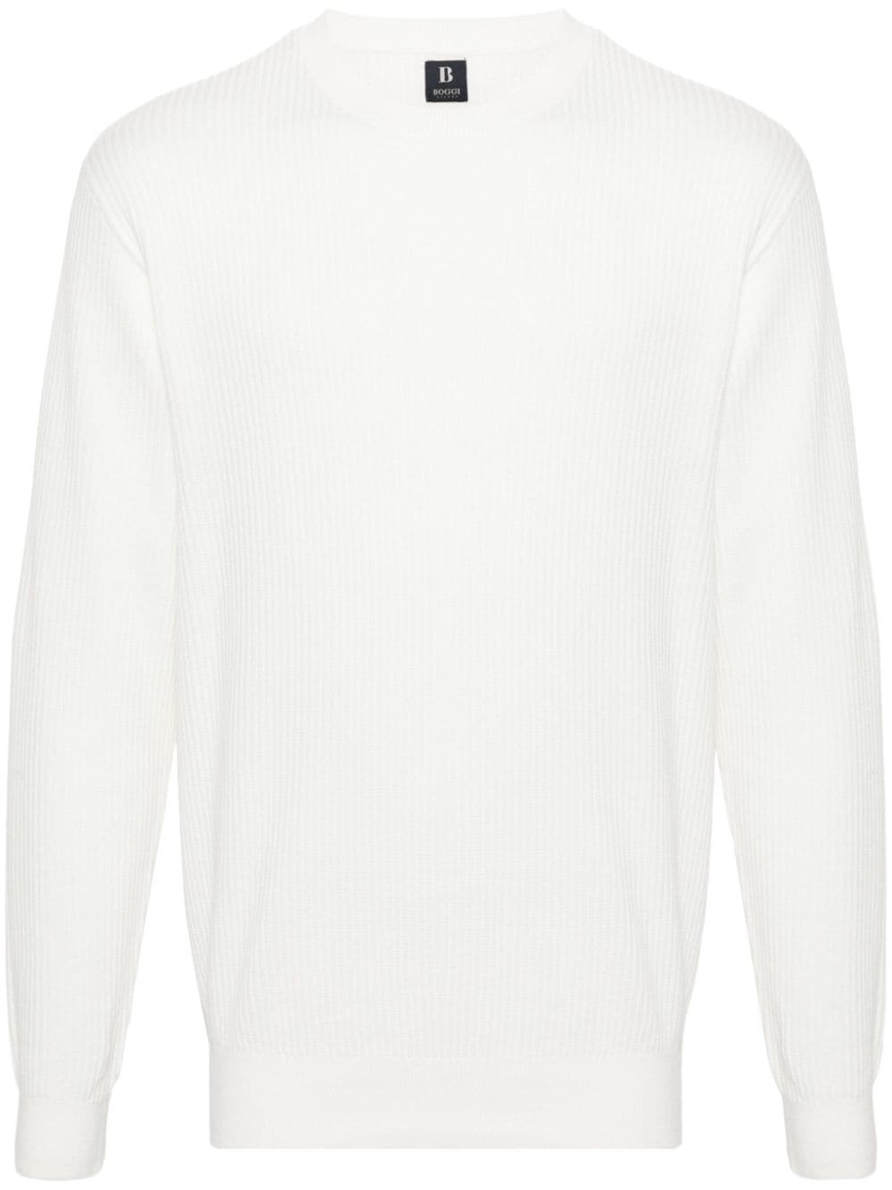 Boggi Milano Ribbed-knit Cotton Jumper In White