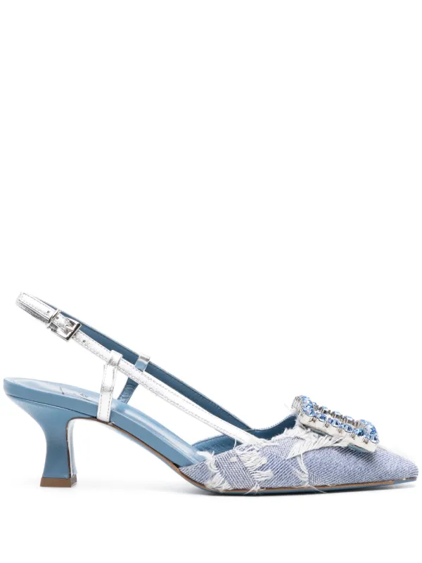 Blue kitten heel online sandals