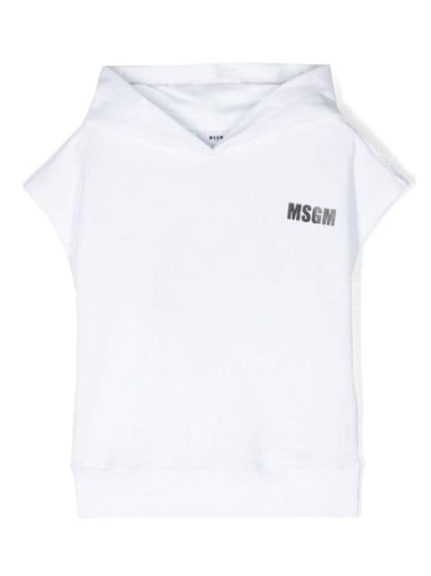 MSGM Kids logo-print cotton hoodie