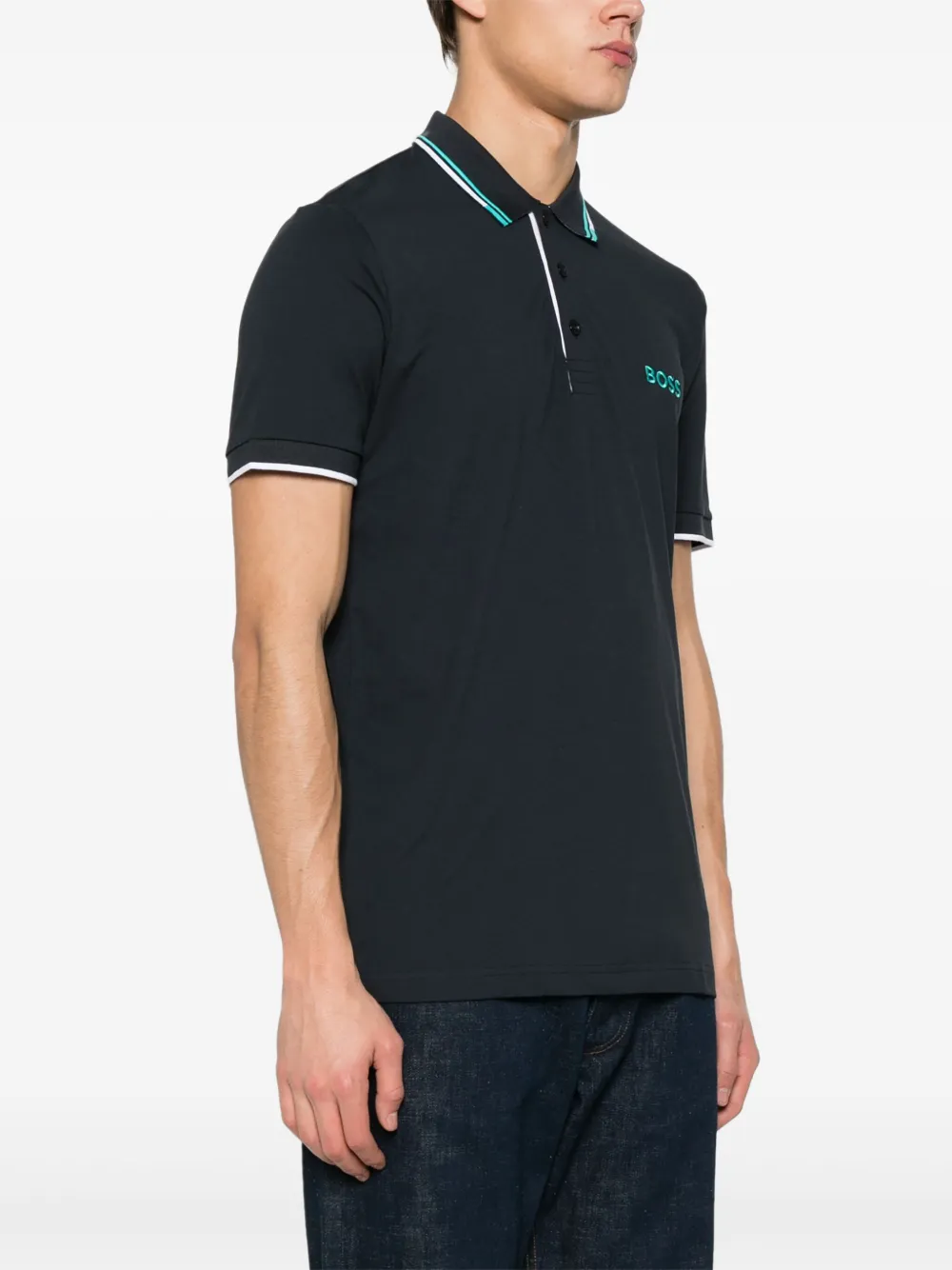 BOSS Poloshirt met geborduurd logo Blauw
