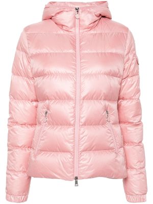 Pink moncler coat discount with fur hood