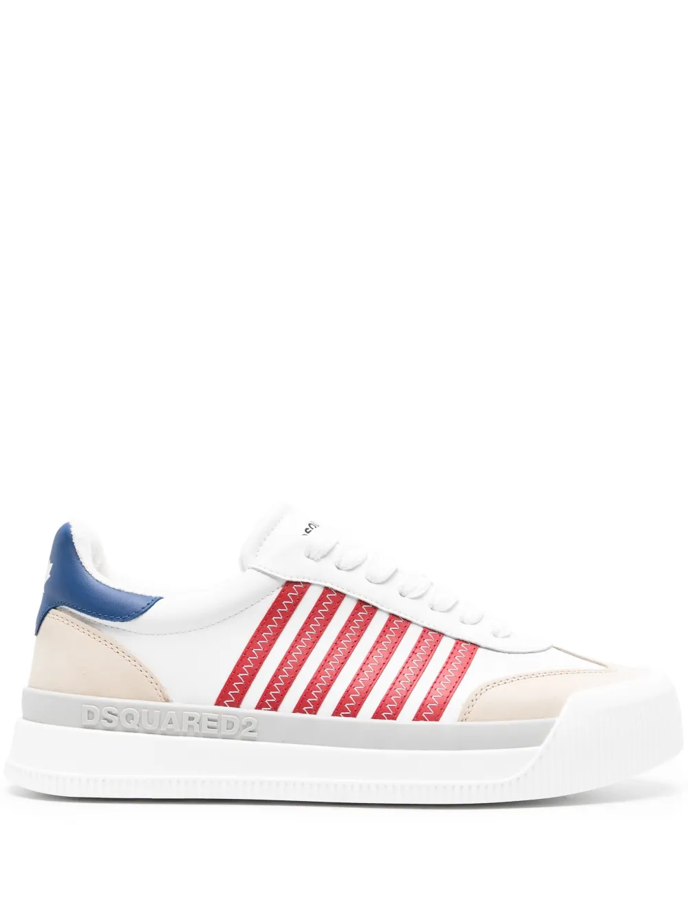 Dsquared2 Striped Lace-up Leather Sneakers In White