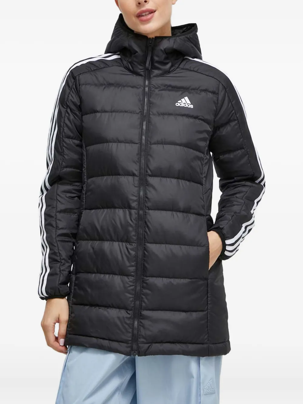 adidas ストライプ パデッドジャケット - ブラック adidas ストライプ パデッドジャケット - ブラック