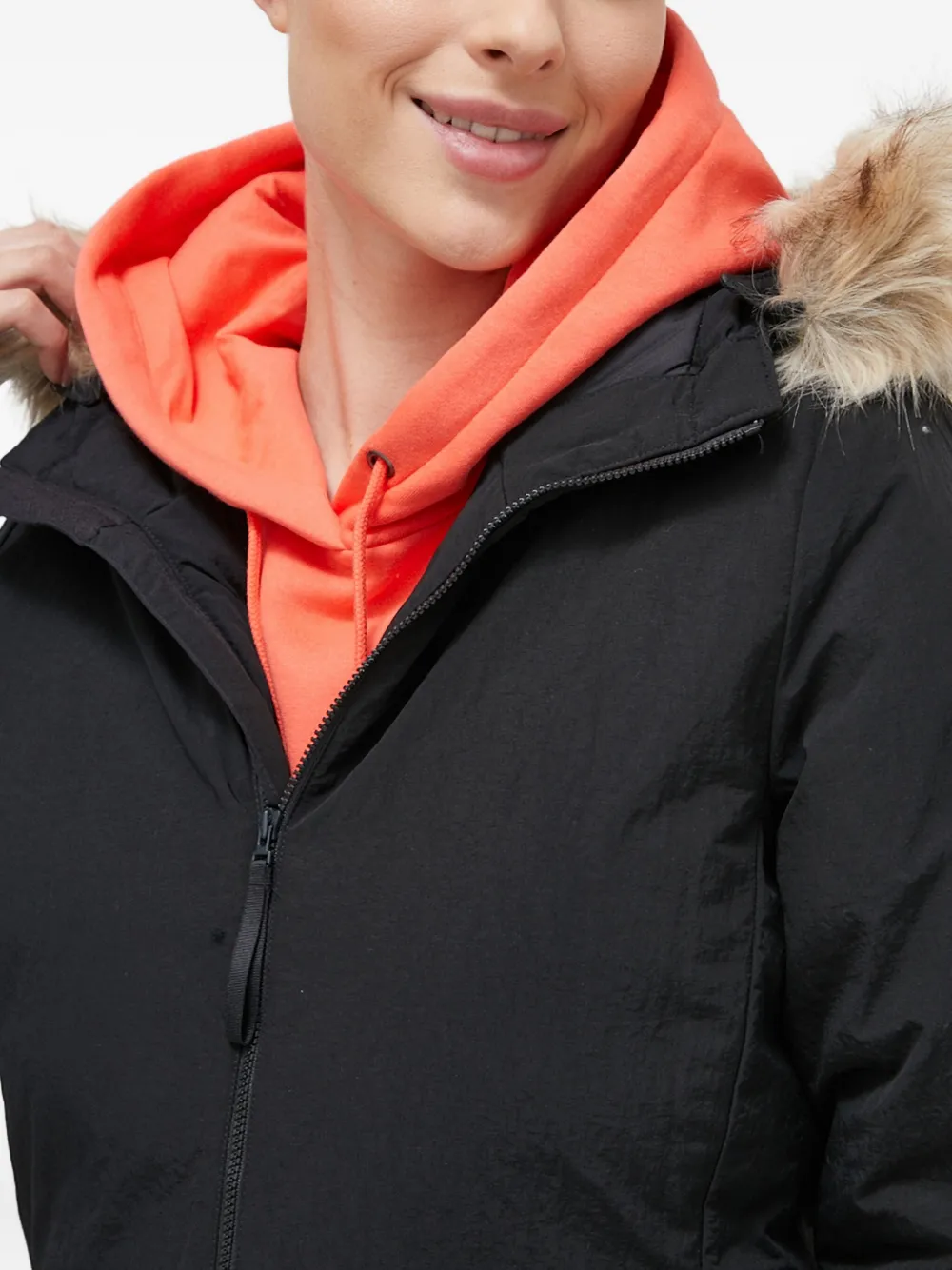 Adidas Originals Faux-fur Hooded Jacket In Black
