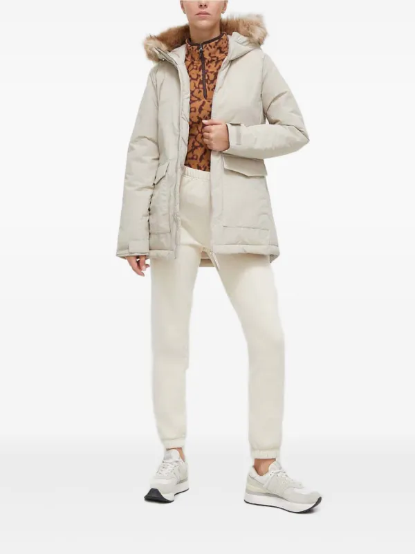 Adidas faux-fur Hooded Jacket | Neutrals | FARFETCH ZA
