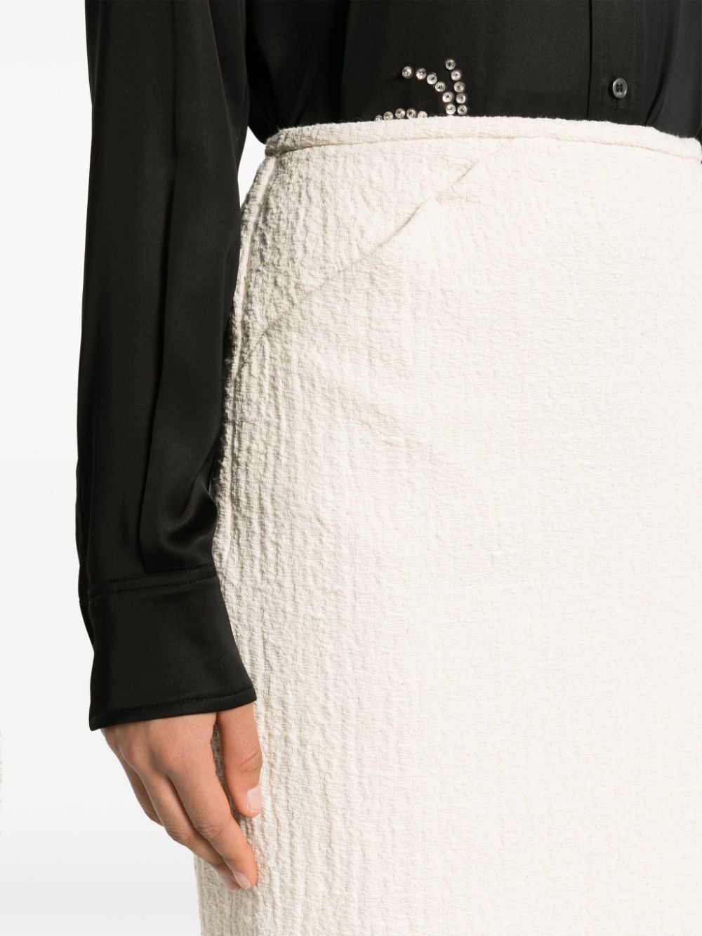 Shop N°21 Tweed Fitted Midi Skirt In White