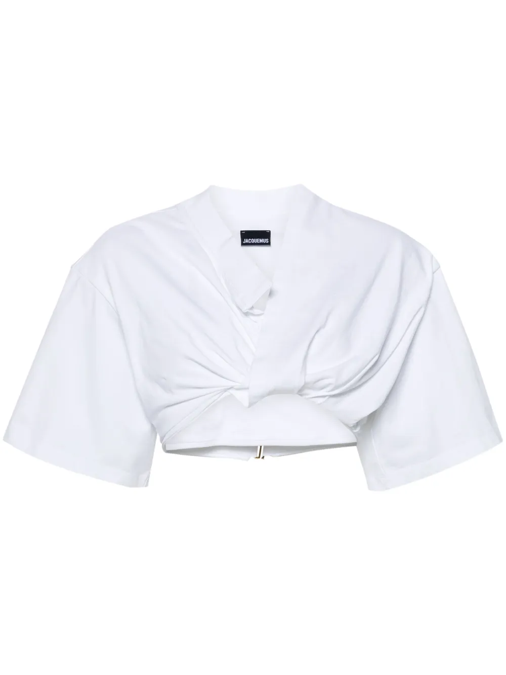 Jacquemus La Chemise Capri Linen Wrap Shirt In White
