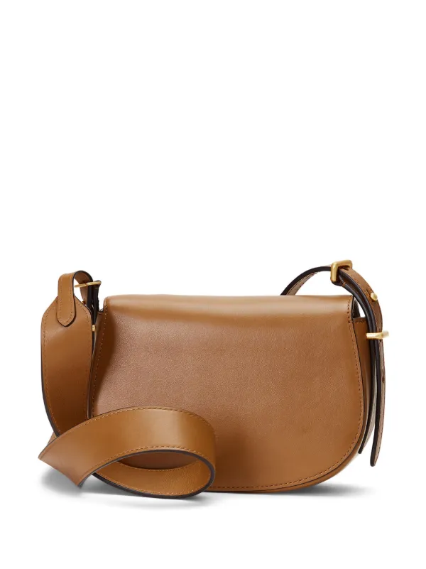 Polo Ralph Lauren Bandolera Pequeña Con Placa Del Logo Marrón