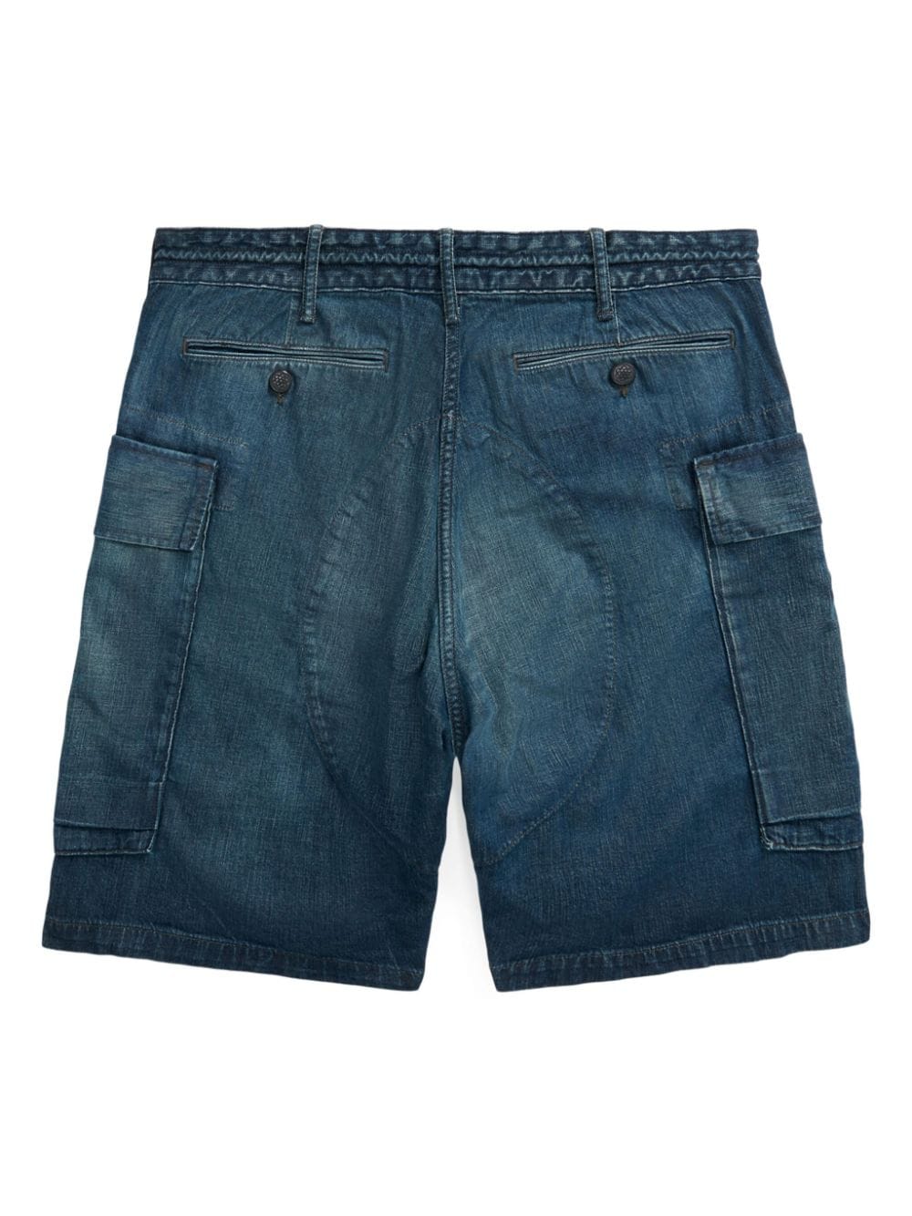 Shop Ralph Lauren Rrl Denim Cargo Shorts In Blue