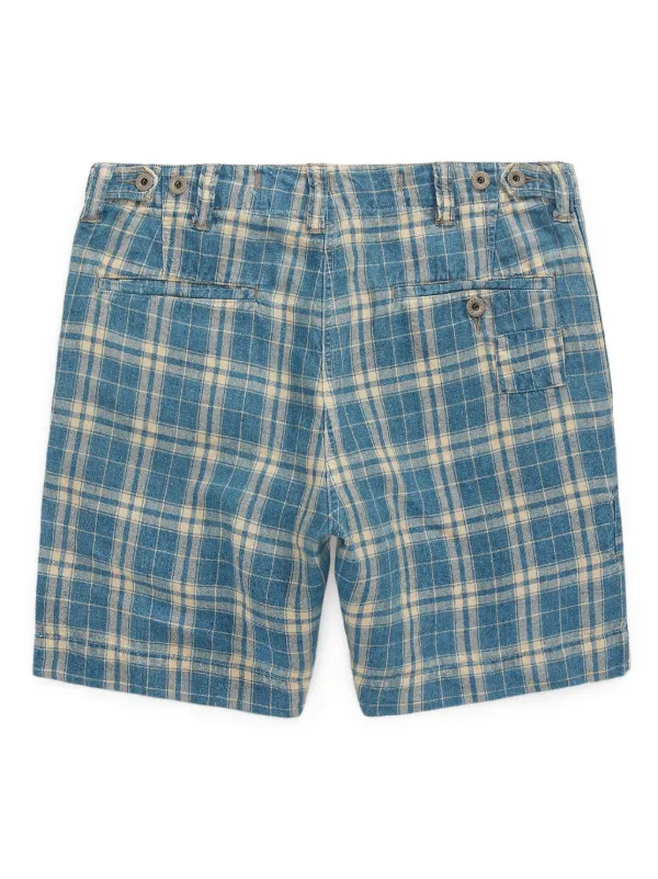 Ralph Lauren RRL check print Linen Shorts Blue FARFETCH TR