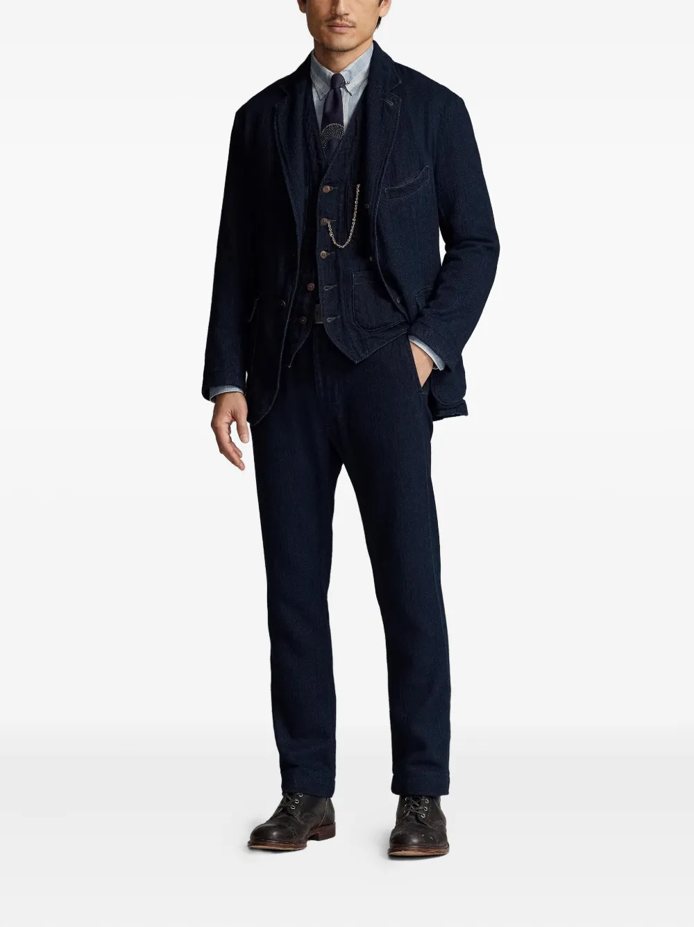 Ralph Lauren RRL herringbone blazer Blauw