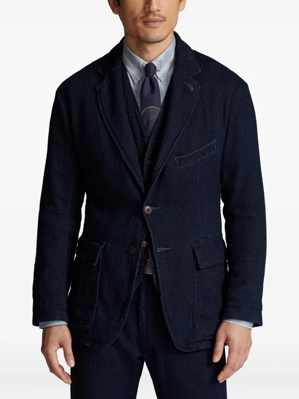 Ralph Lauren RRL herringbone blazer Blauw