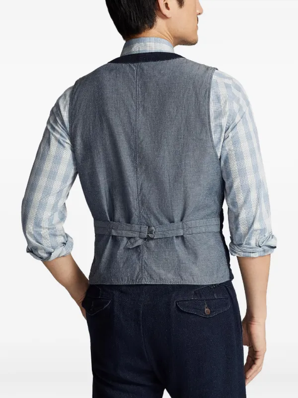 Ralph Lauren RRL denim-panel Waistcoat | Blue | FARFETCH