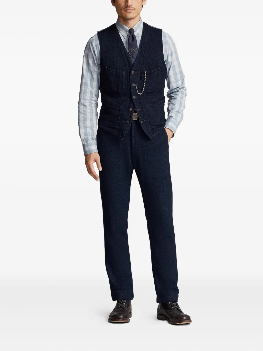 Ralph Lauren RRL Denim gilet Blauw
