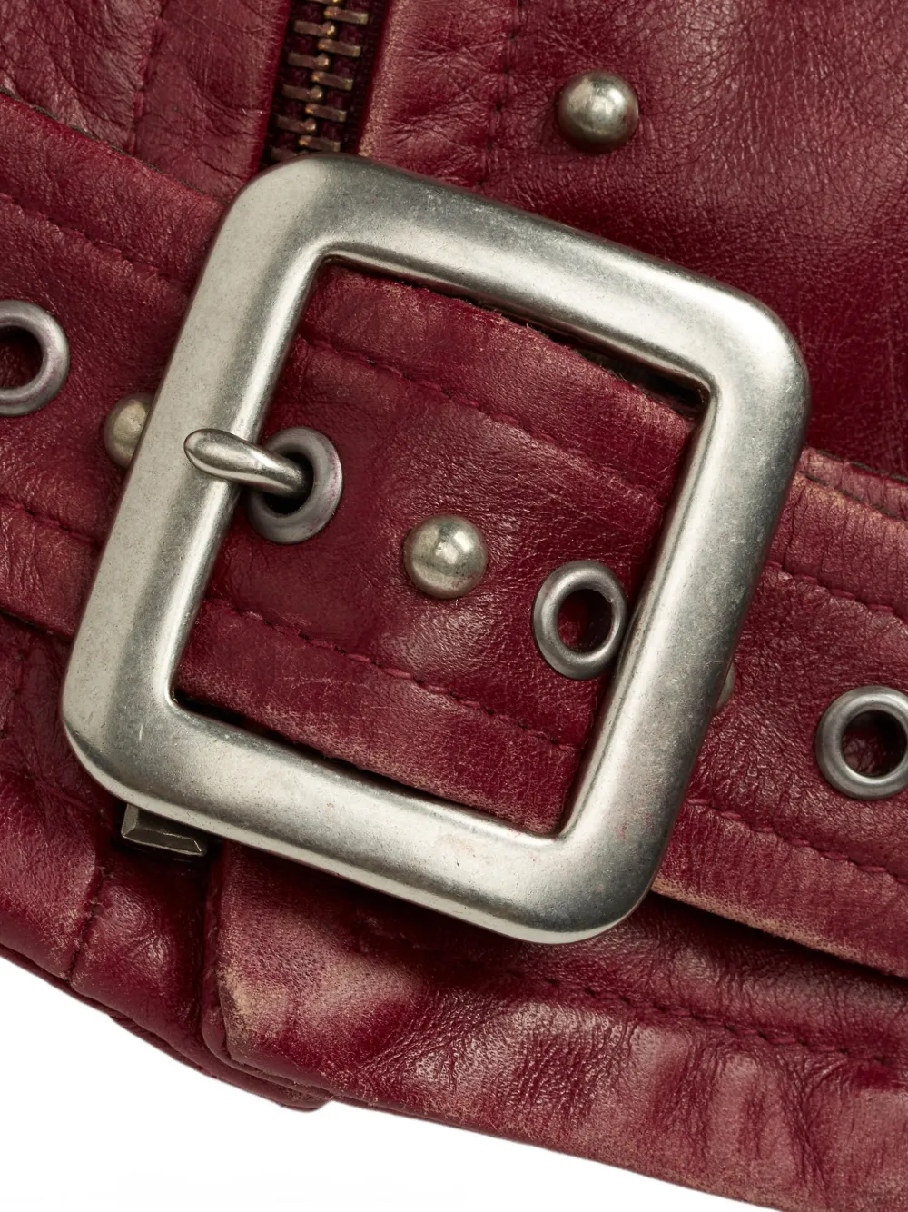 Ralph Lauren RRL stud-embellished leather biker jacket Rood