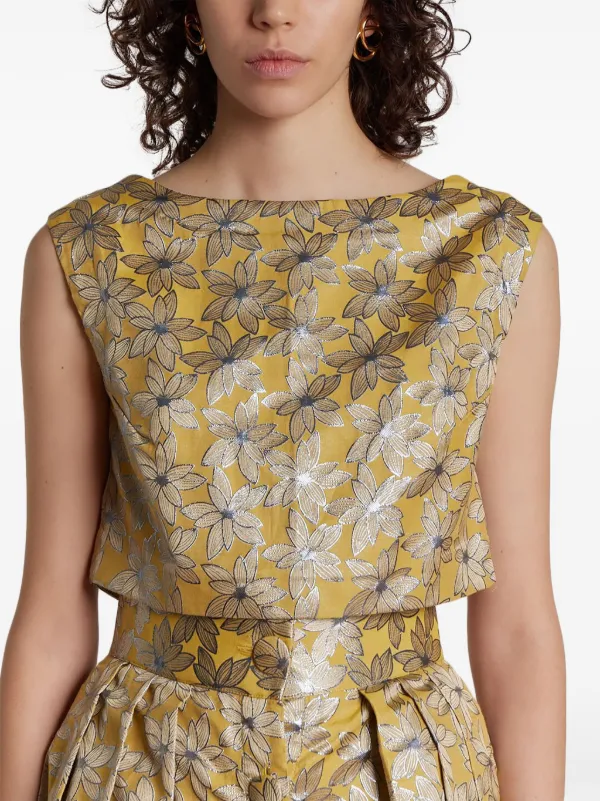 DESTREE Richard Jacquard Cropped Top | Yellow | FARFETCH