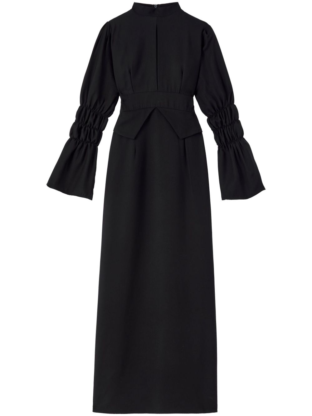 Shop D'estree Keith Ruched-sleeve Dress In Black