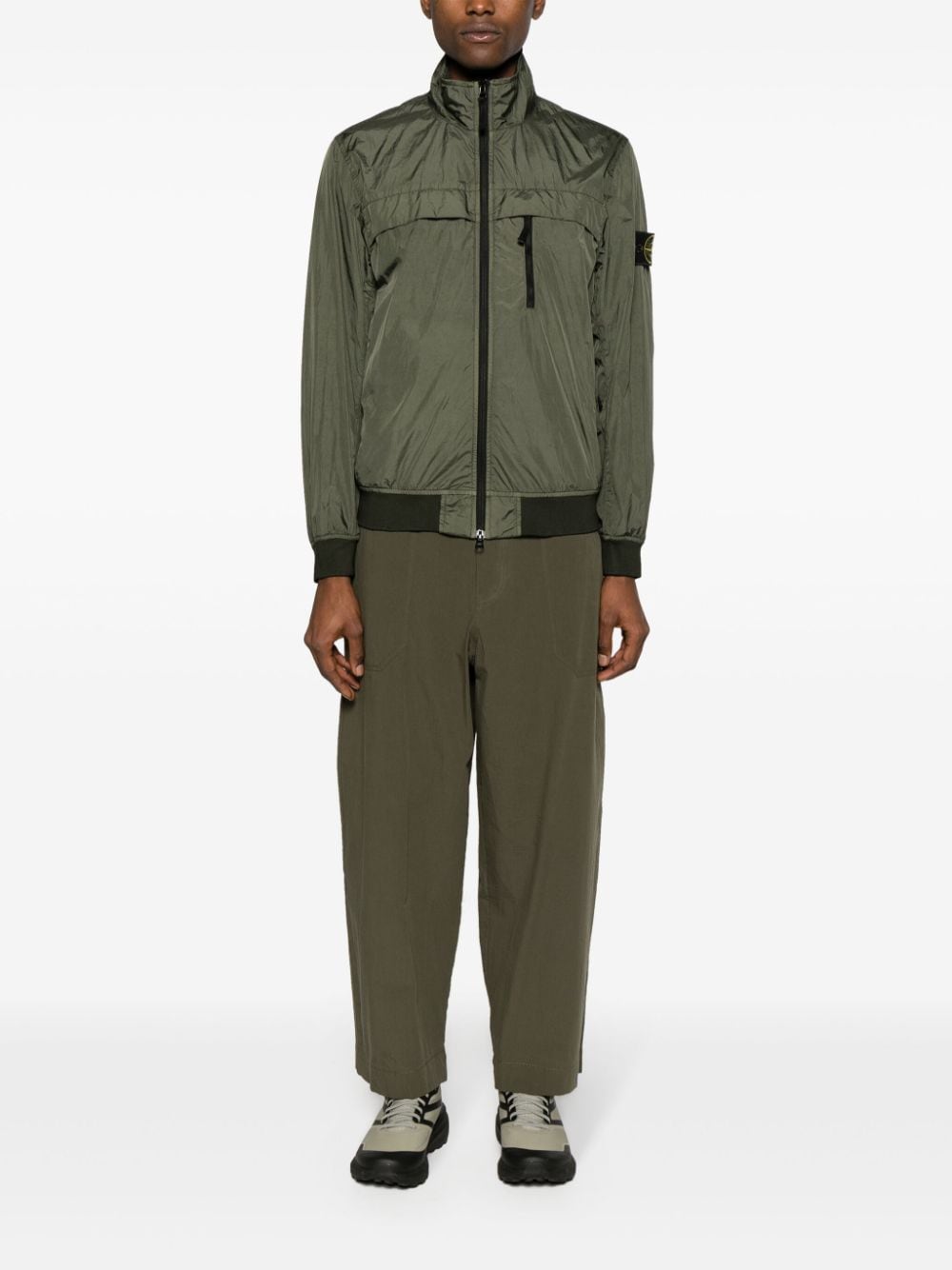 Shop Stone Island Reps R-ny Coated Jacket In Green