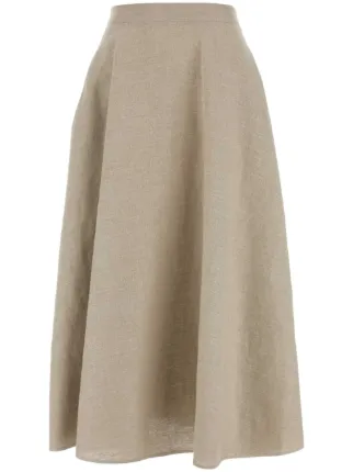 Valentino Garavani Flared Linen Midi Skirt | Neutrals | FARFETCH