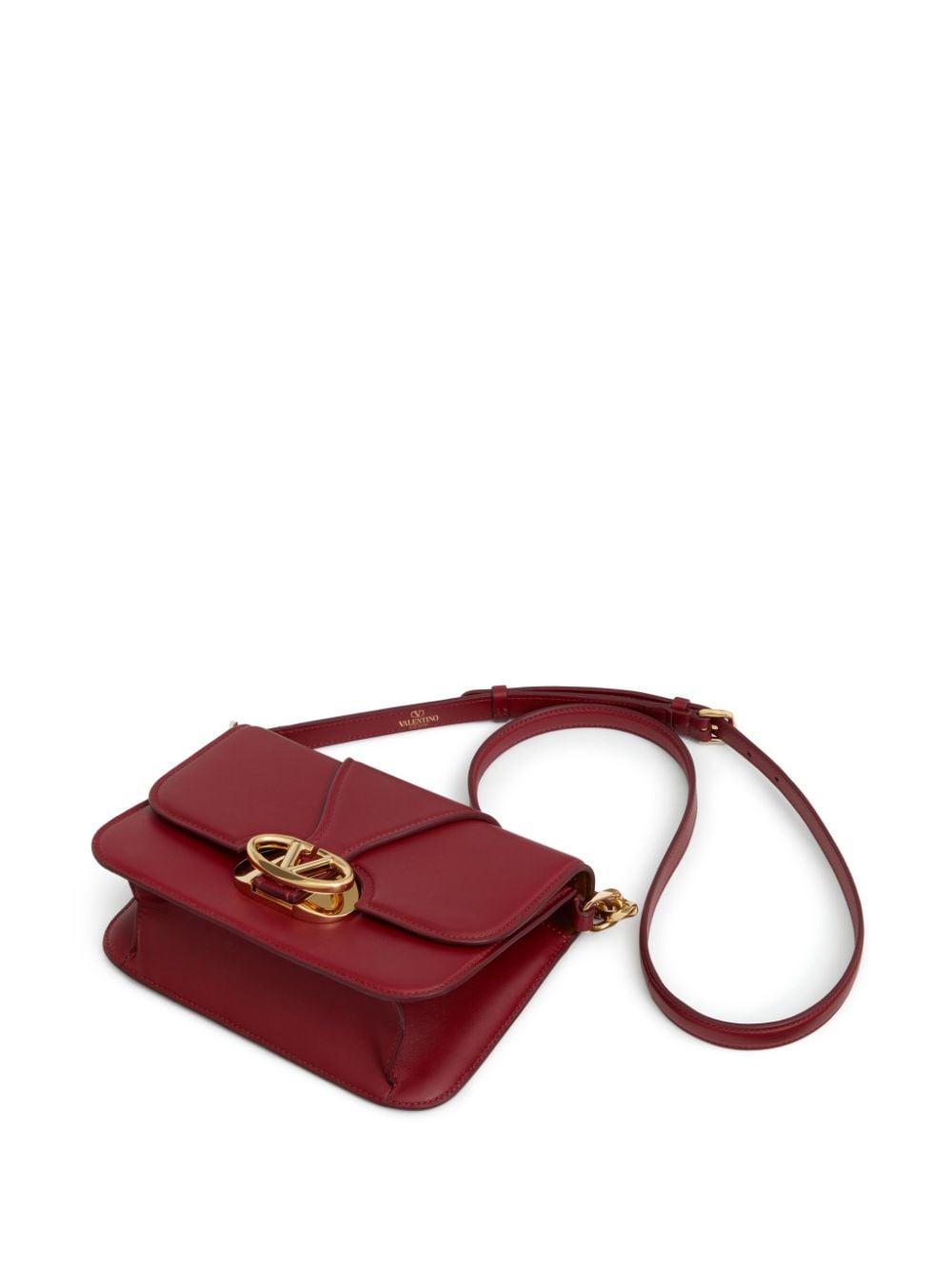 Shop Valentino Vlogo Signature Leather Crossbody Bag In Red