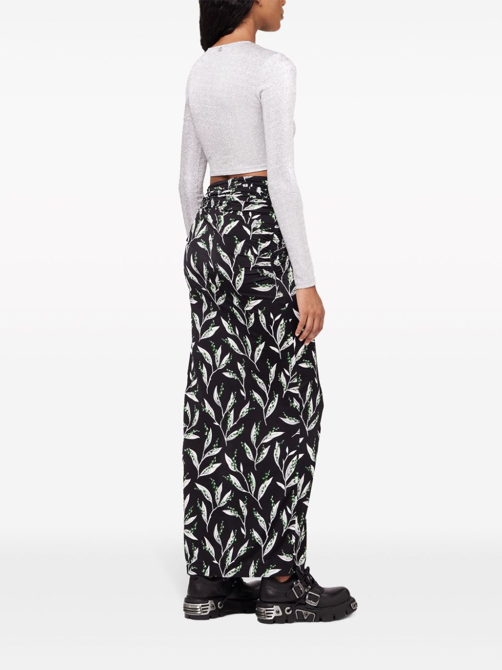 Shop Rabanne Graphic-print High-waist Maxi Skirt In Black