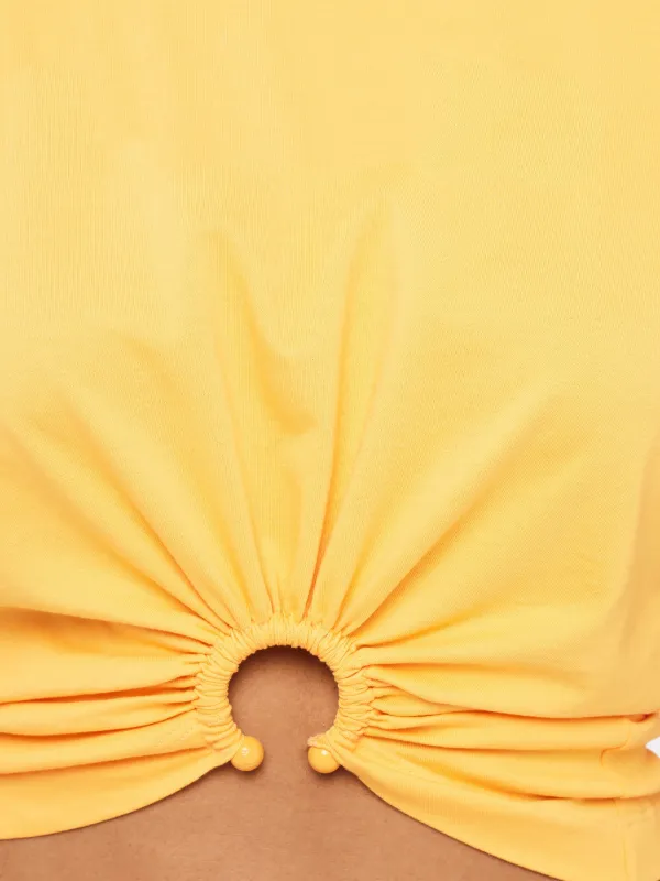 Rabanne ring-detail Cropped T-shirt | Yellow | FARFETCH