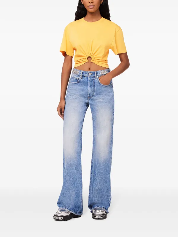 Rabanne ring-detail Cropped T-shirt | Yellow | FARFETCH