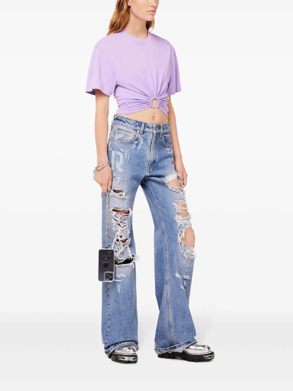 Rabanne logo-embroidered cropped T-shirt | T-Shirts & Jersey Shirts | Image 2