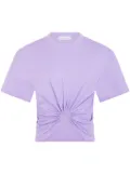 Rabanne logo-embroidered cropped T-shirt - Purple