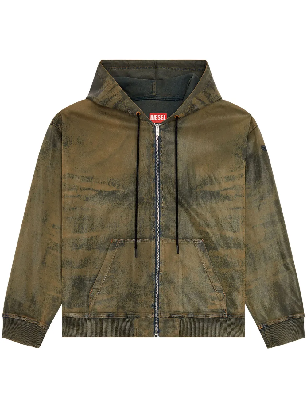 Diesel Cl-d-gir-s Distressed Hooded Jacket In Brown