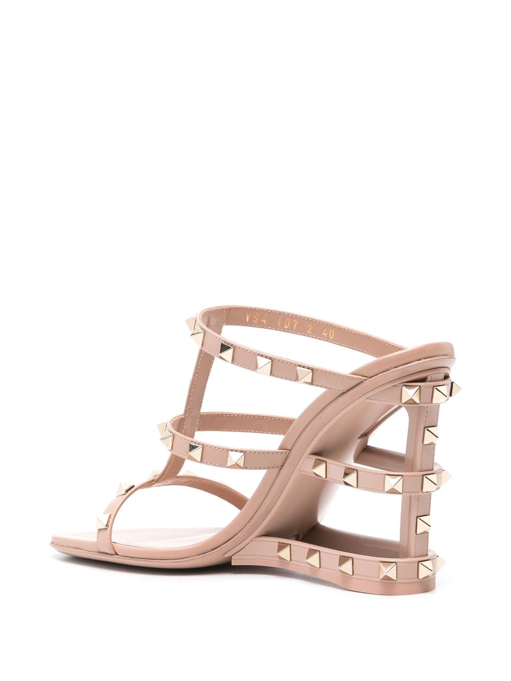 Shop Valentino 100mm Rockstud-embellished Caged Mules In Neutrals