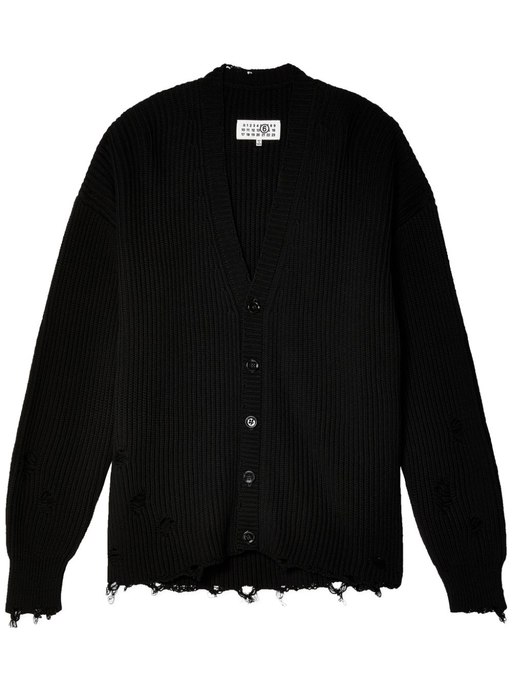 Shop Mm6 Maison Margiela Ripped Cotton Cardigan In Black