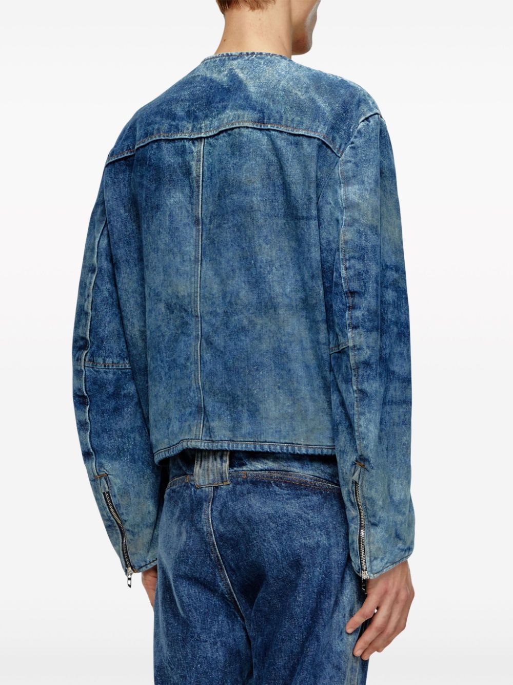 Shop Diesel D-calur-fse Logo-plaque Denim Jacket In Blue