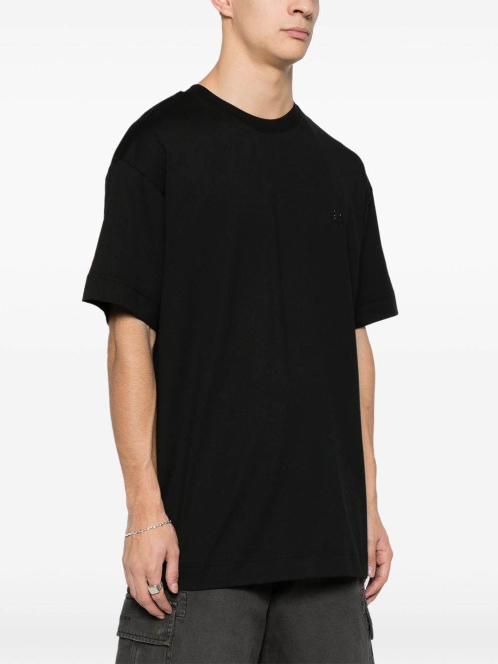 Shop Givenchy 4g-embellished Cotton T-shirt In Black