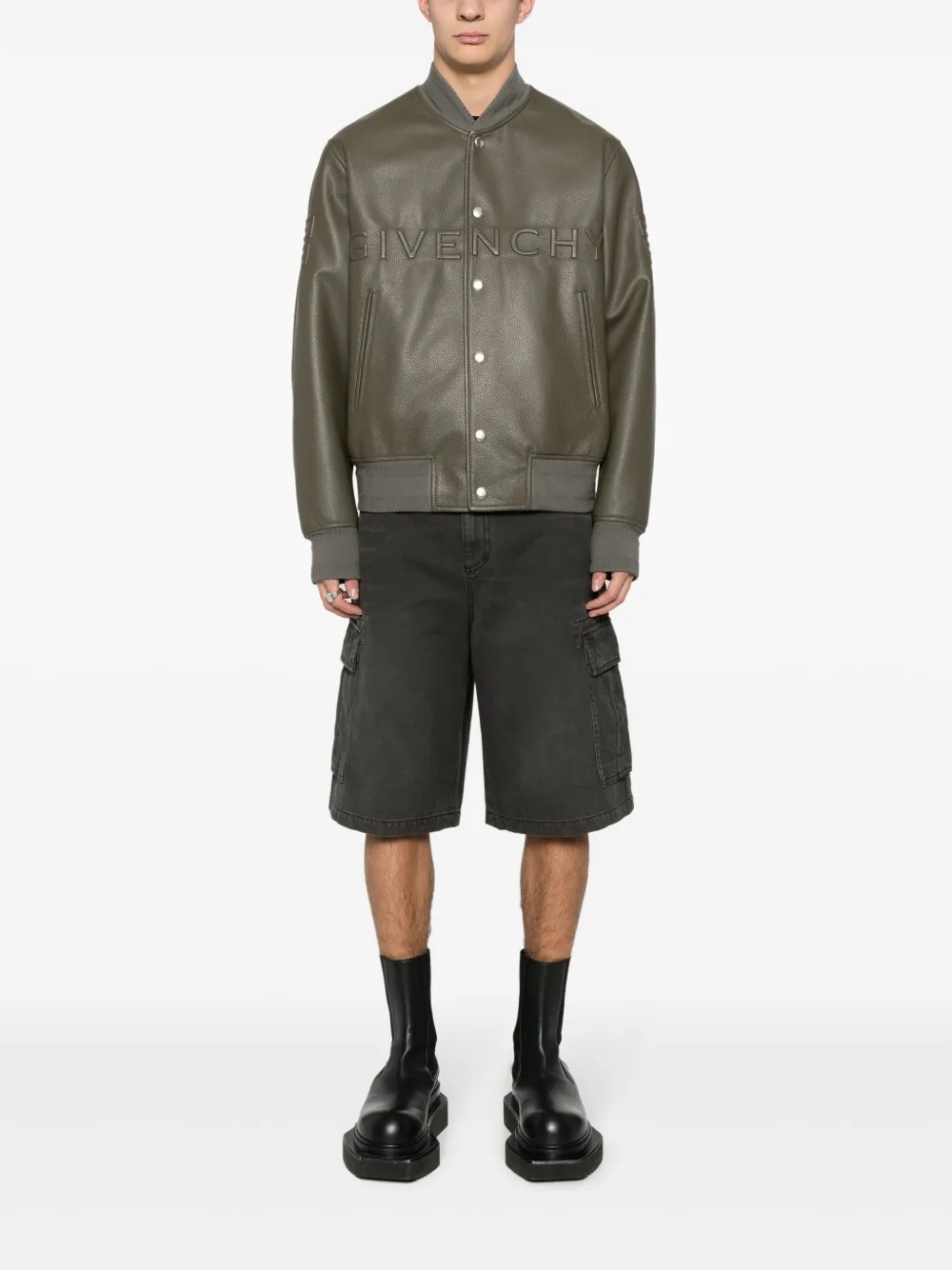 Shop Givenchy Logo-embossed Bomber Jacket In Green