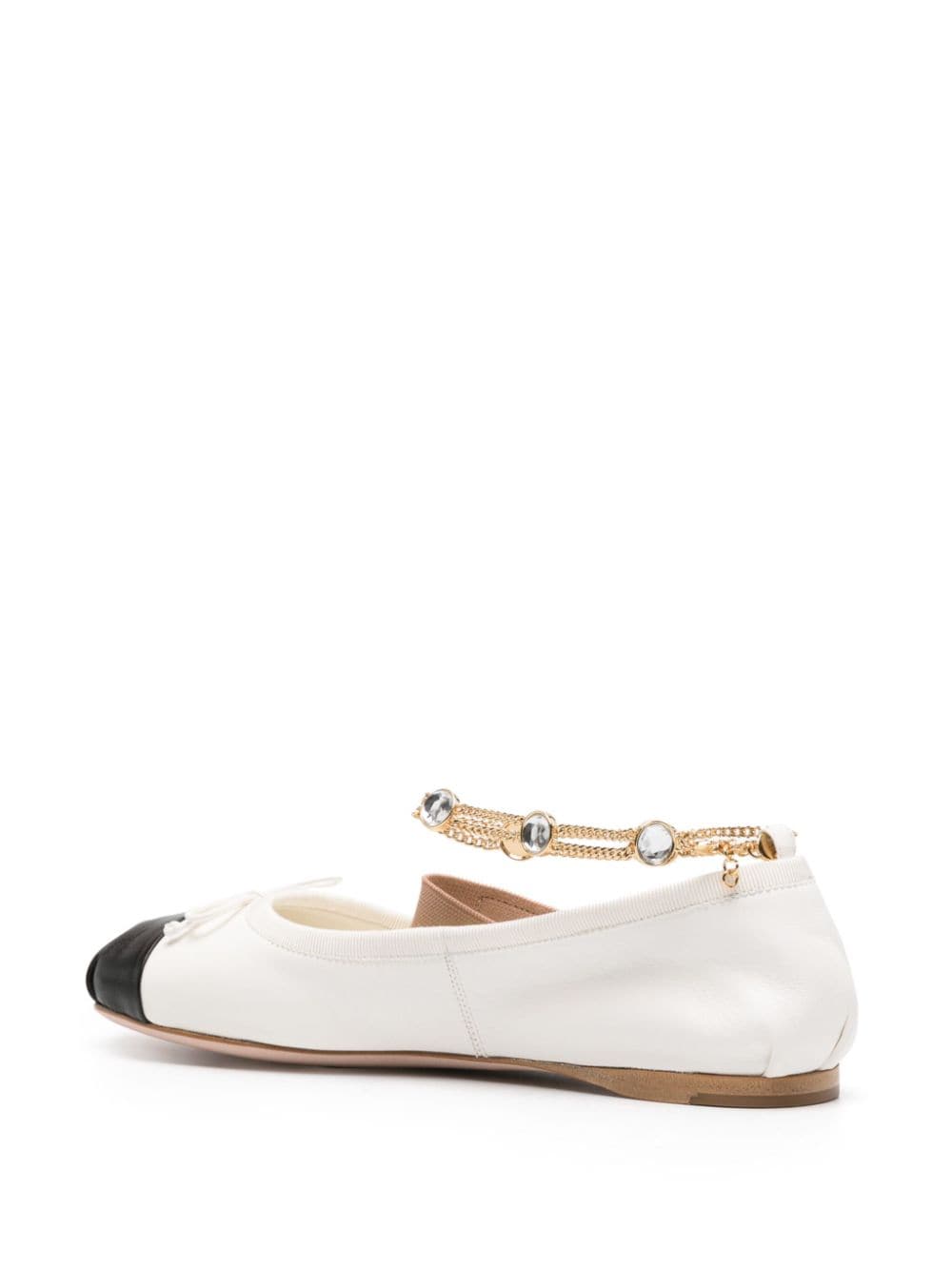 Shop Miu Miu Bow-detail Leather Ballerina Shoes In White