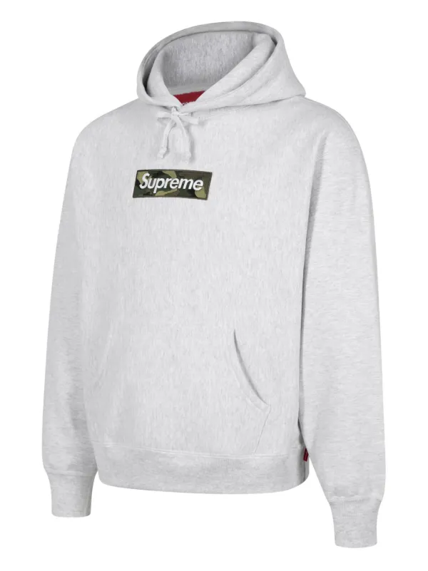 Supreme Box Logo Cotton Hoodie Grey FARFETCH TR