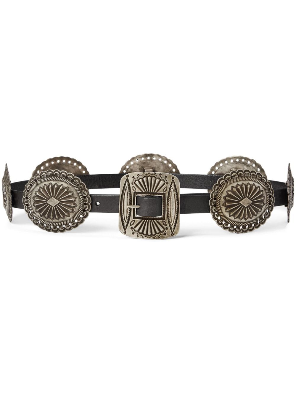 Polo Ralph Lauren Western-style Engraved Buckle Belt In Schwarz