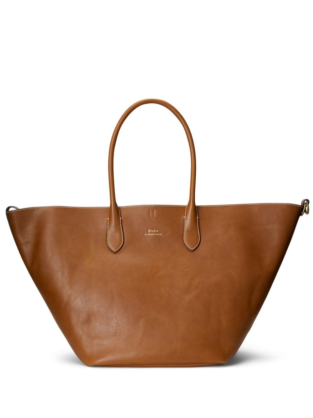 Polo Ralph Lauren Logo-debossed Leather Tote Bag In Brown