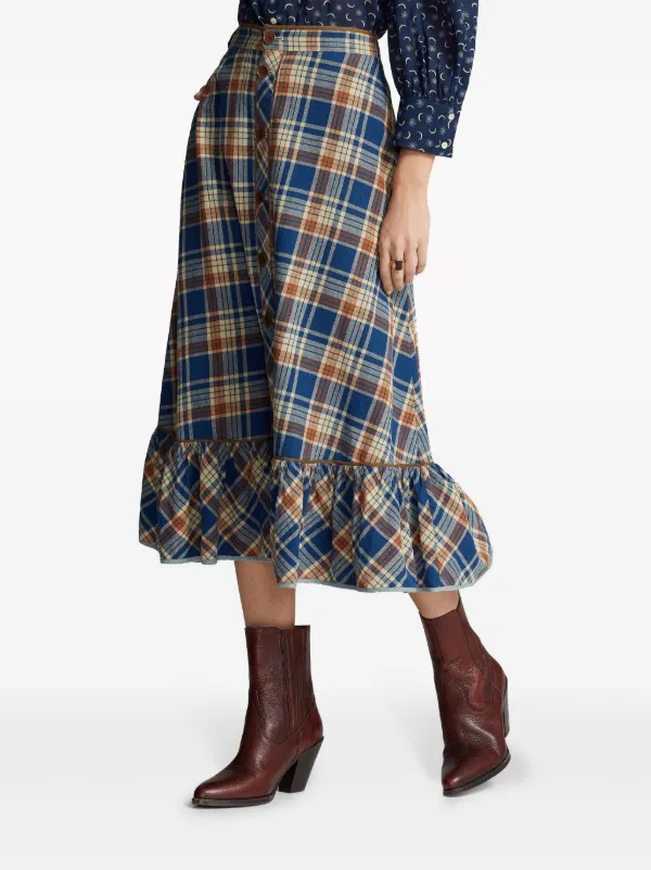Ralph Lauren RRL Sadie コットンリネン スカート | ブルー | FARFETCH JP