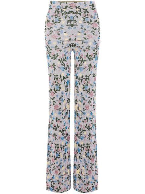 Rabanne floral-jacquard knitted trousers