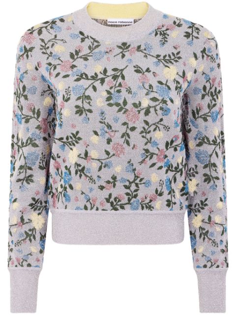 Rabanne suéter con motivo floral en jacquard