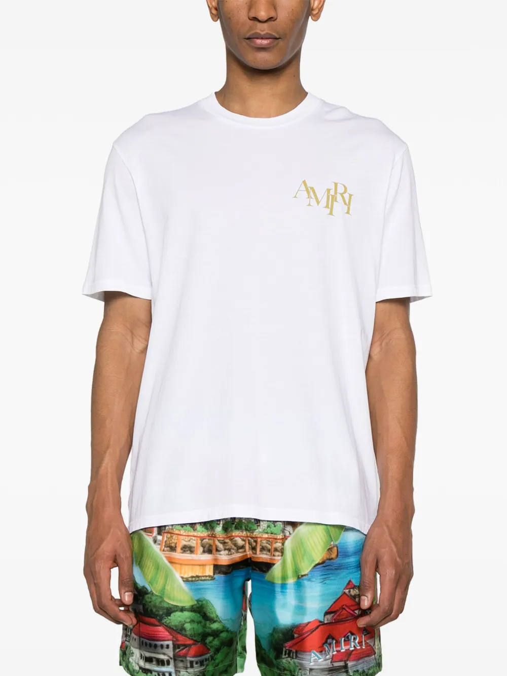 Shop Amiri Champagne Cotton T-shirt In White