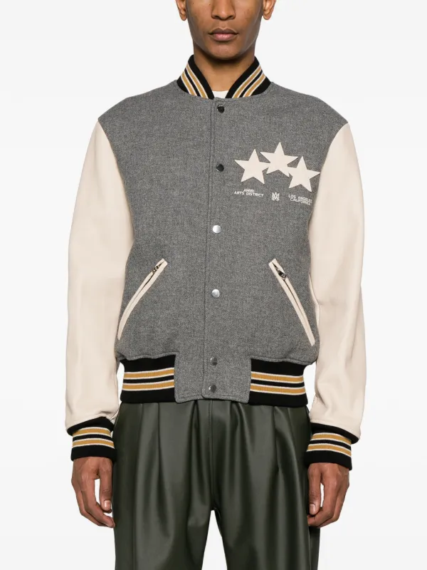 AMIRI Oversized Stars Varsity Jacket Grey FARFETCH AO