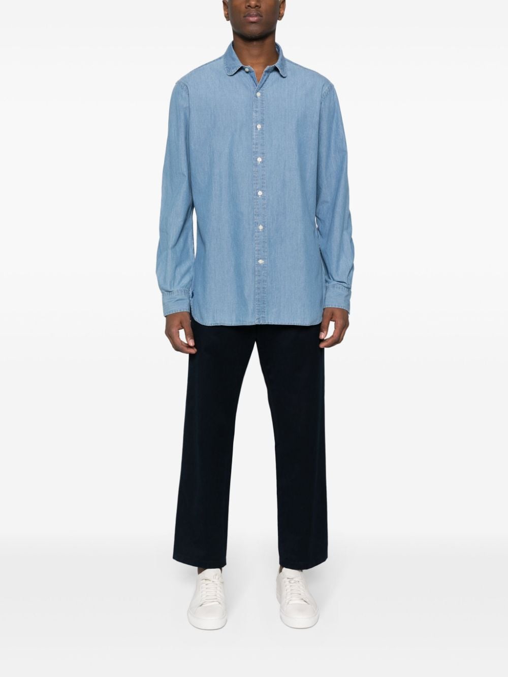 Shop Polo Ralph Lauren Classic-collar Denim Shirt In Blue