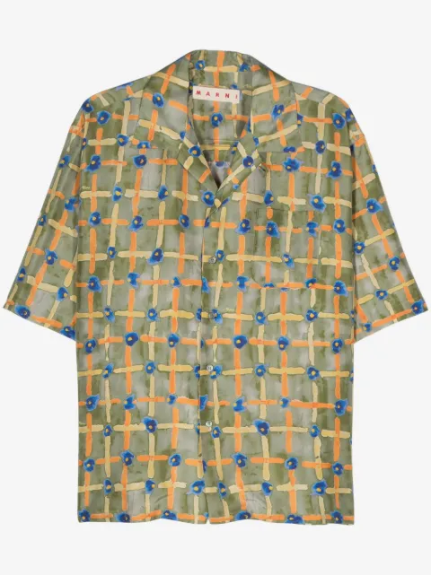 Marni camisa de seda con estampado gráfico