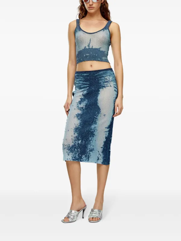 【送料&関税込】Diesel Blue M-begonia Midi Skirt Diesel M-Begonia Midi Skirt | Blue | FARFETCH