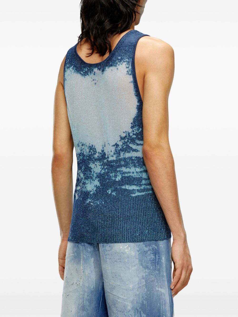 Shop Diesel Acid-wash Jersey Vest In Blue