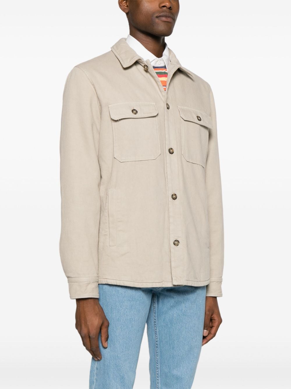 Shop Apc Padded Cotton Shirt Jacket In Neutrals