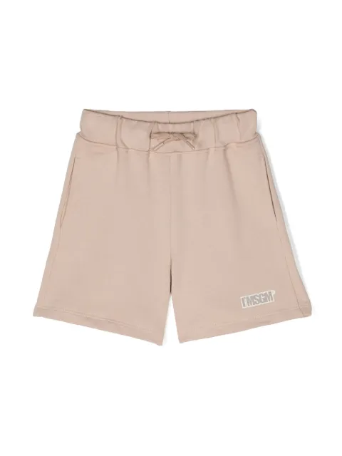 MSGM Kids logo-stamp cotton shorts